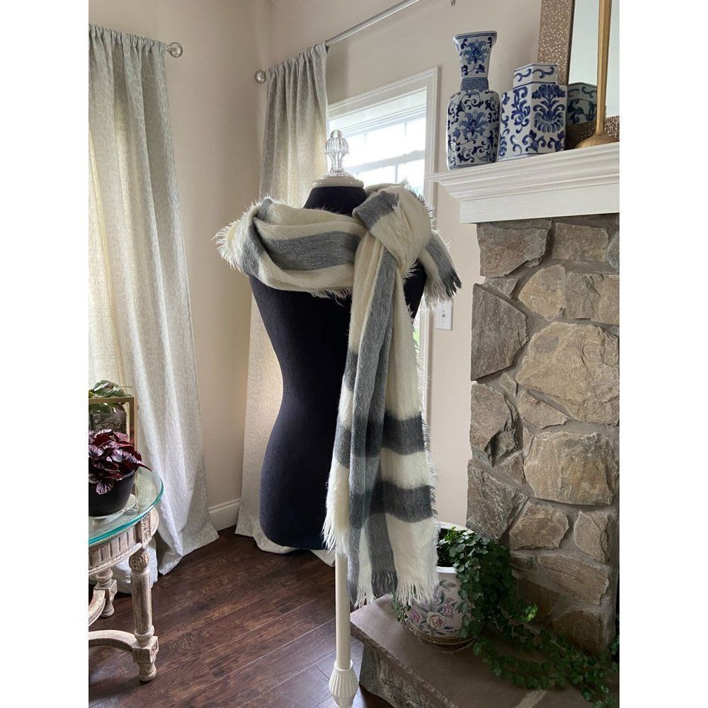 Cream and Gray Scarf